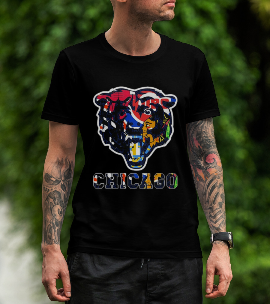 Chicago Bears Cubs White Sox Bulls Blackhawks Fire Sports Mashup T-Shirt