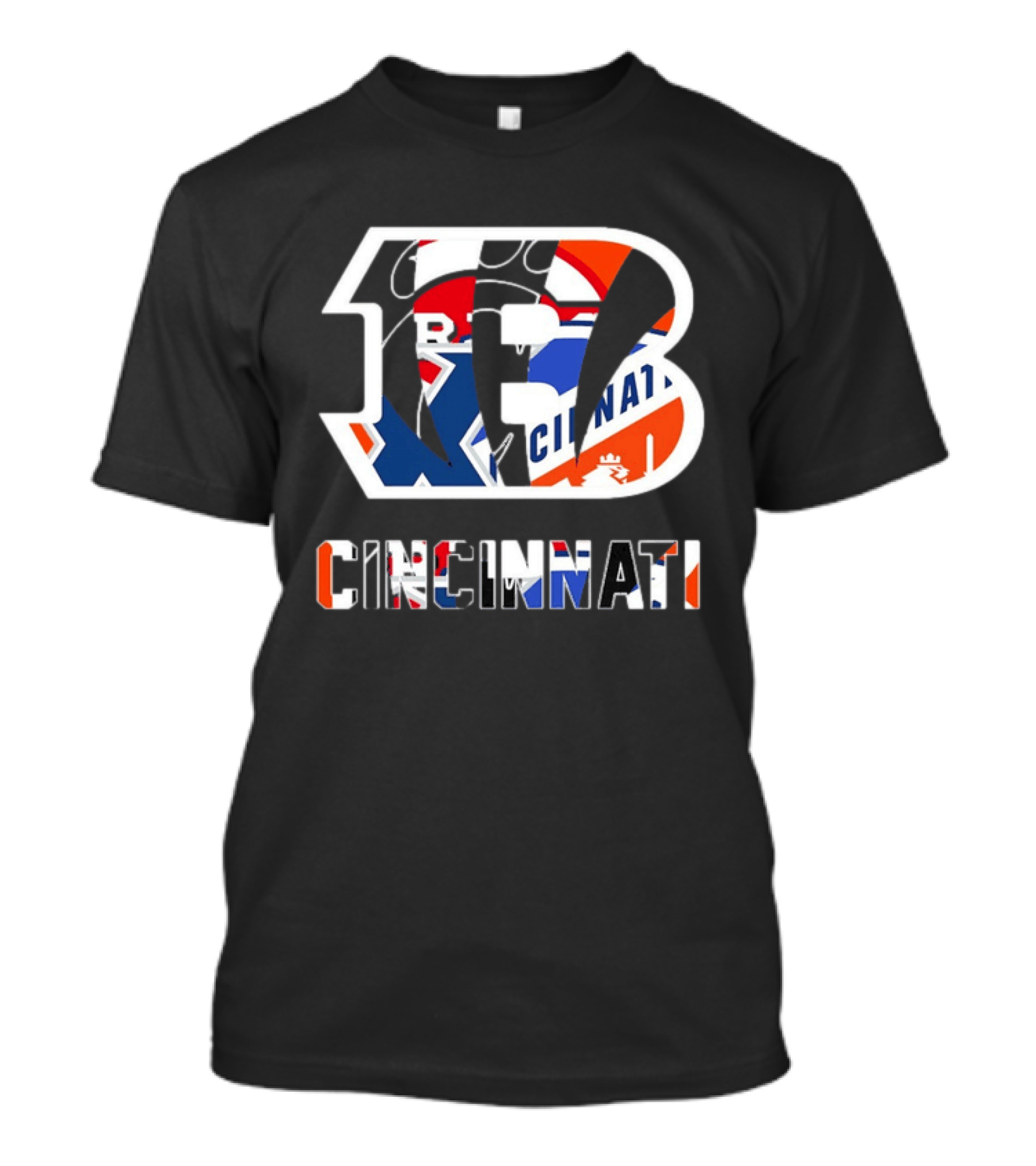 Cincinnati Bengals Reds Bearcats FC Musketeers Sports Logo Mashup T-Shirt