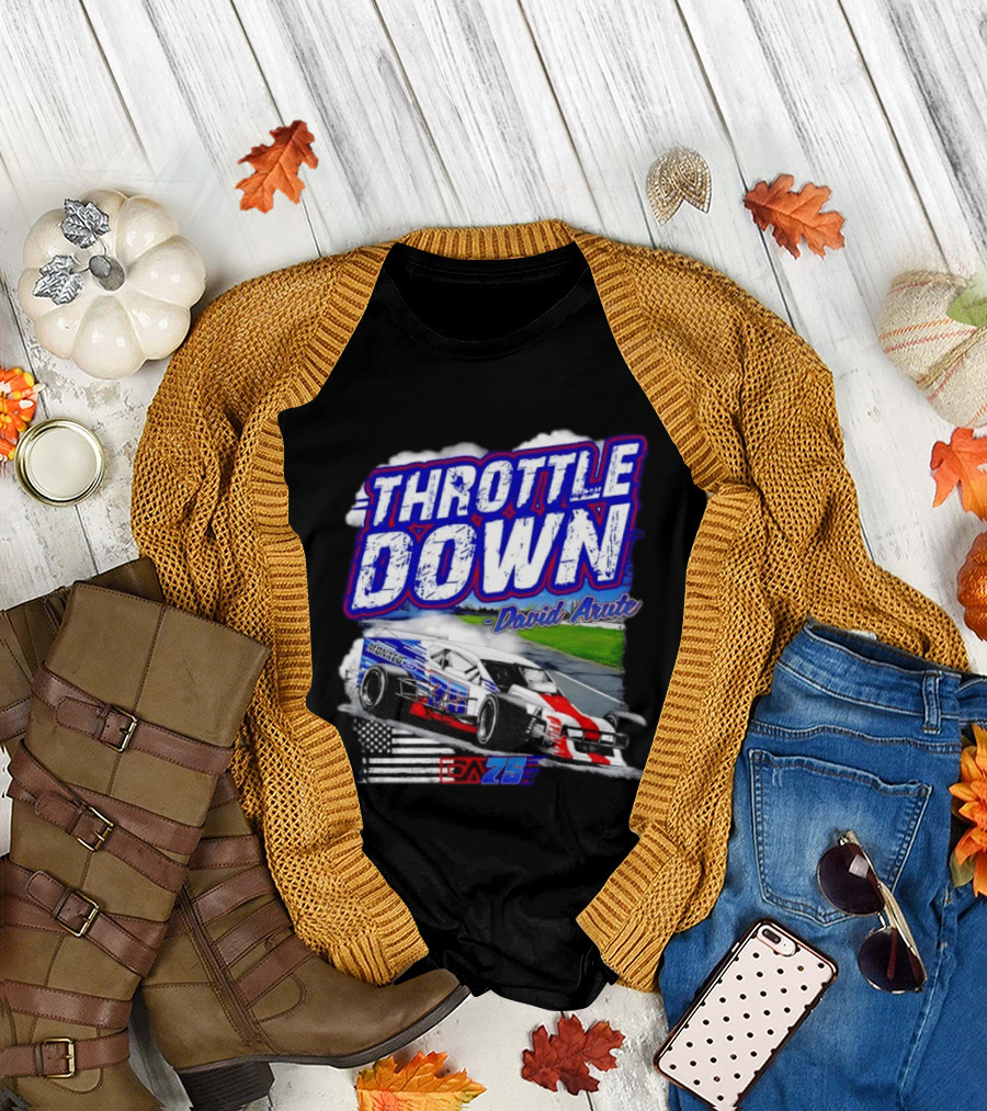 Throttle Down David Arute Monaco Ford Modified Racing 75 American Flag T-Shirt