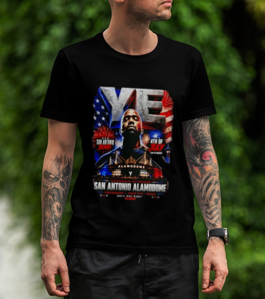Kanye West Ye San Antonio Alamodome 4th Of July Concert Independence Day Fireworks Flag Stars T-Shirt