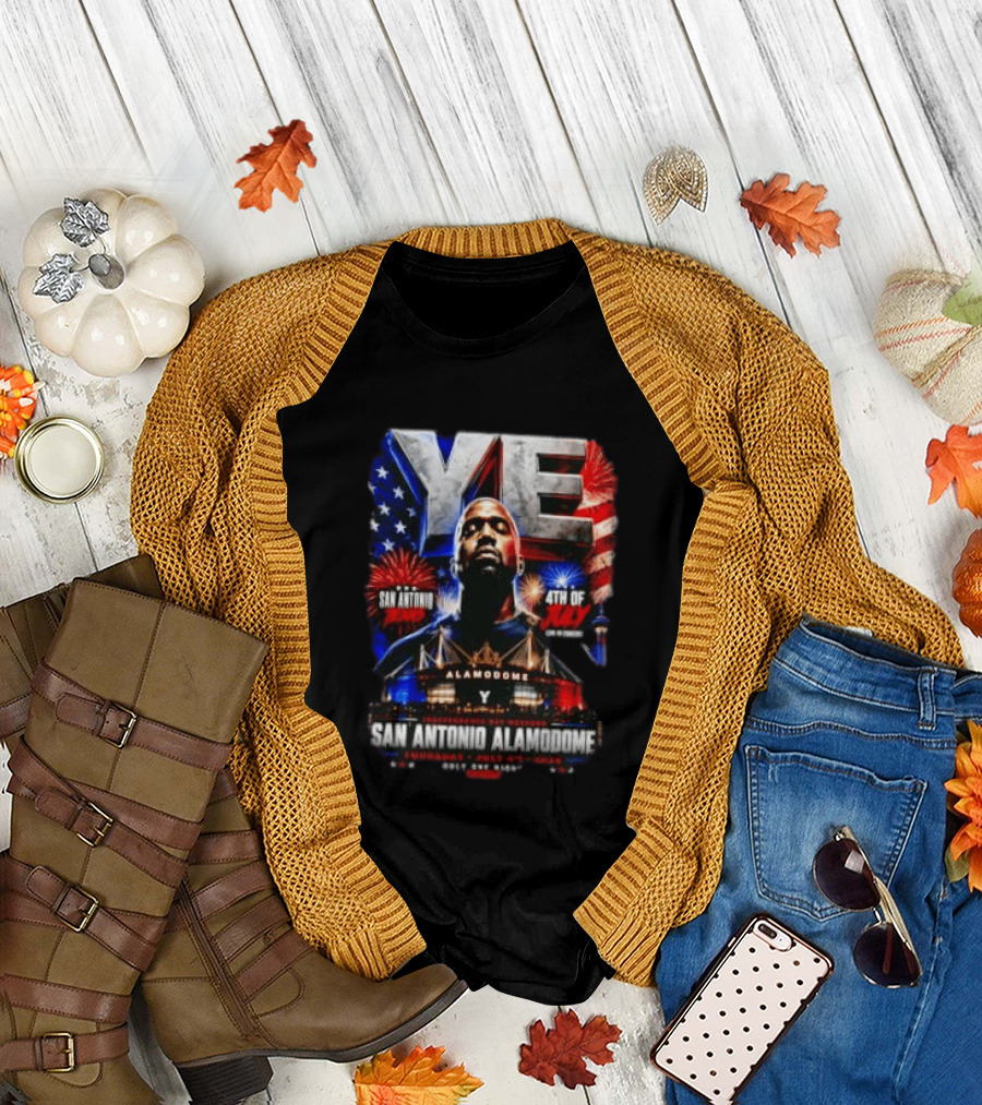 Kanye West Ye San Antonio Alamodome 4th Of July Concert Independence Day Fireworks Flag Stars T-Shirt