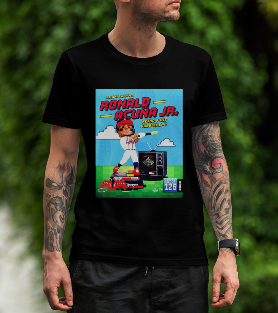 Atlanta Braves Ronald Acuna Jr. Retro 8 Bit Bobblehead Game Controller TV T-Shirt