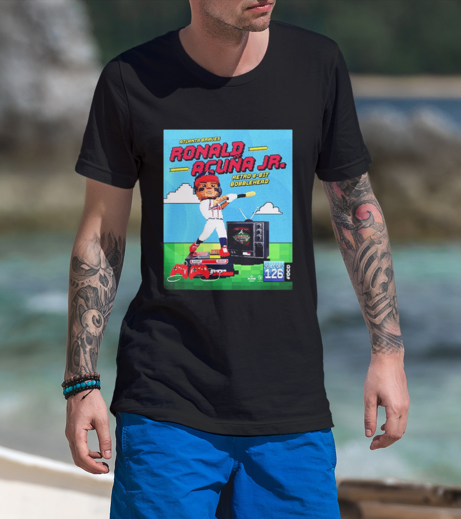 Atlanta Braves Ronald Acuna Jr. Retro 8 Bit Bobblehead Game Controller TV T-Shirt