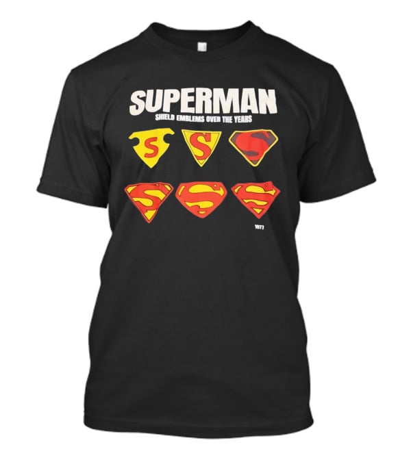Superman Shield Emblems Over The Years Evolution 1938 To 1977 T-Shirt