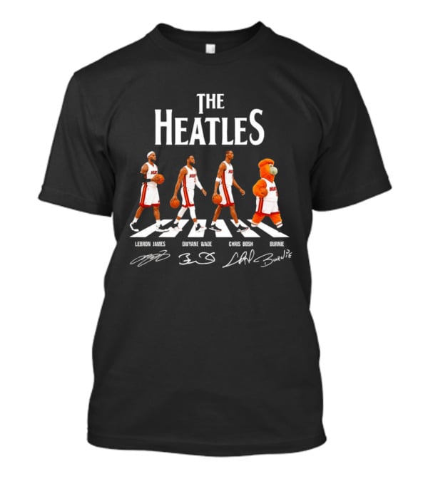 The Heatles Miami Heat Abbey Road LeBron James Dwyane Wade Chris Bosh Burnie NBA Legends T-Shirt