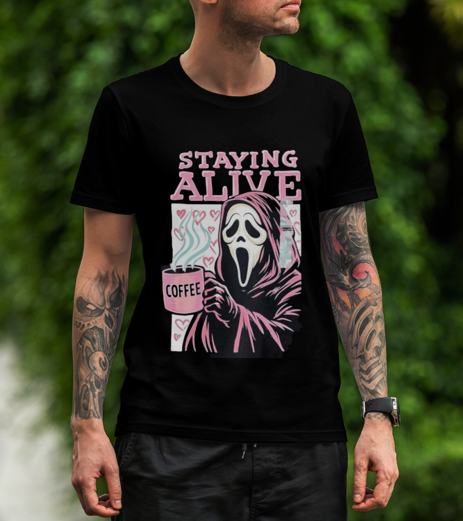 Staying Alive Ghostface Coffee T-Shirt