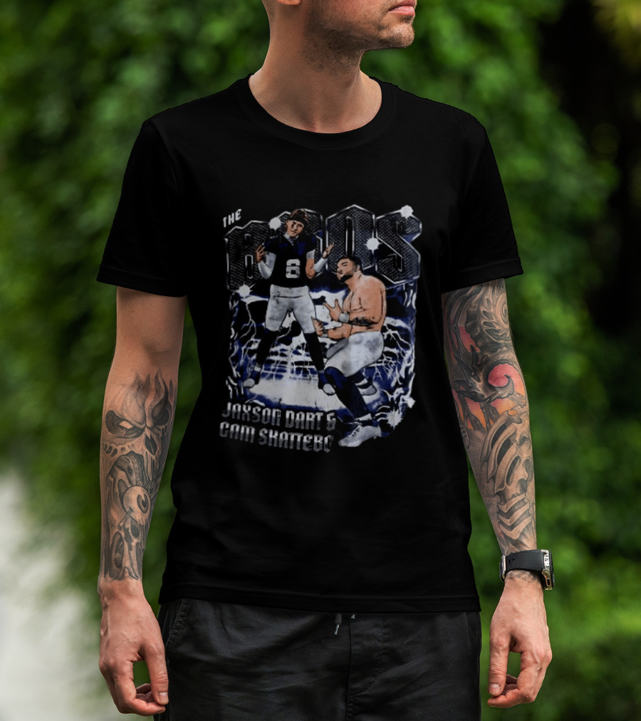 The Bros Jaxson Dart Cam Skattebo New York Giants Football Lightning T-Shirt