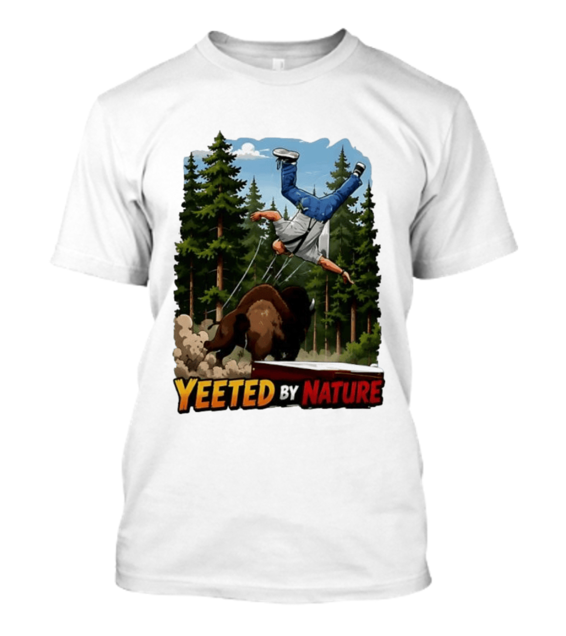 Bison Tossing Tourist Adventure Yeeted By Nature Comedy T-Shirt