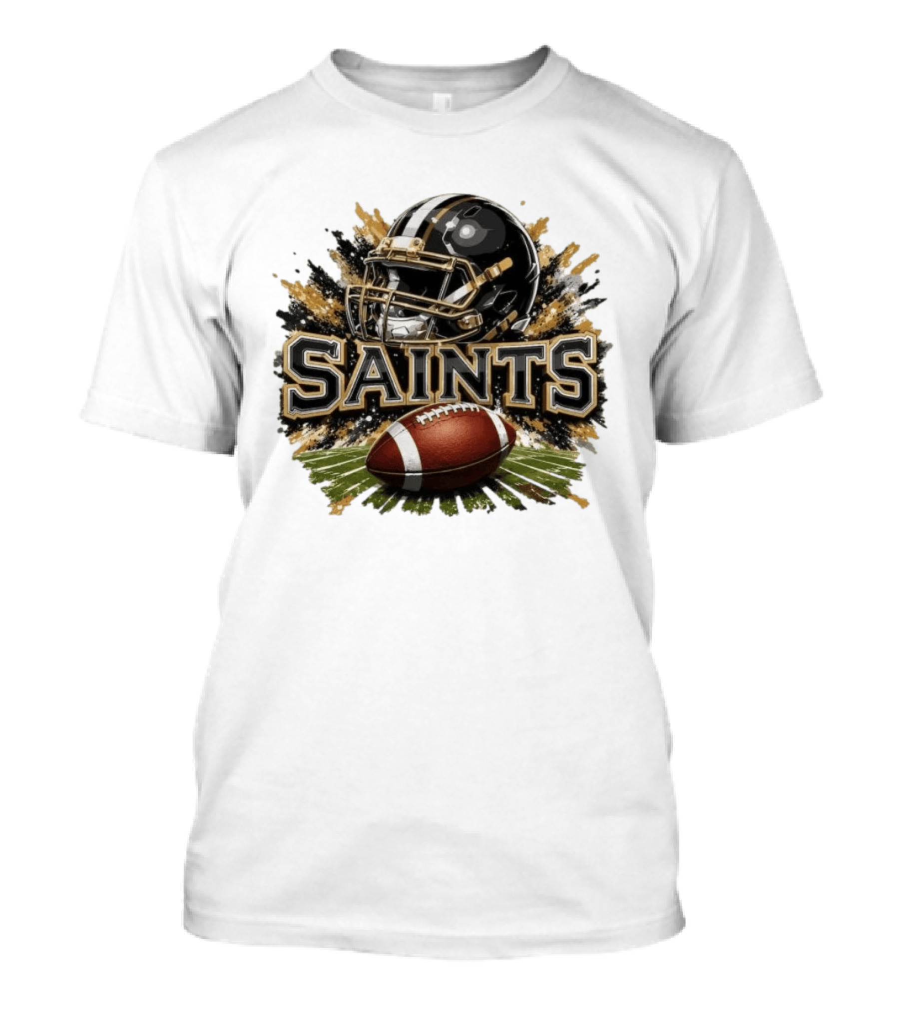 Saints Football Helmet With Splash And Ball T-Shirt
