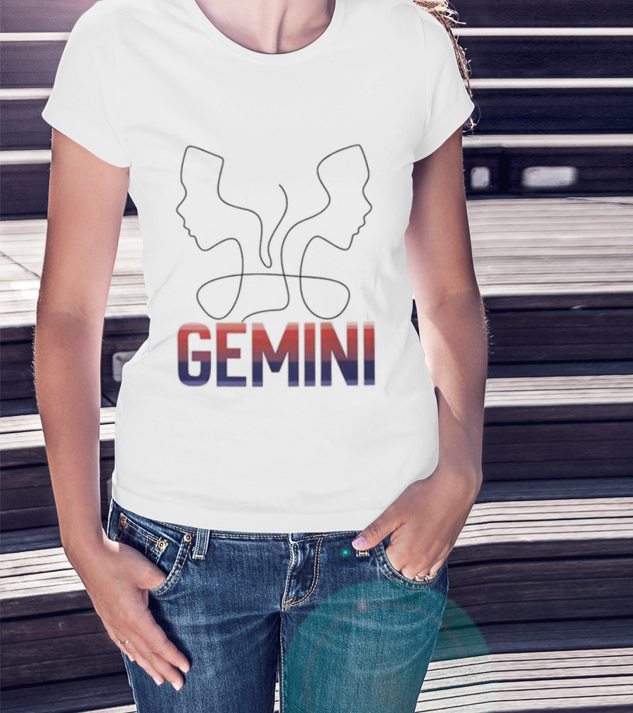 Gemini Zodiac Rainbow Outline LGBTQ Pride T-Shirt
