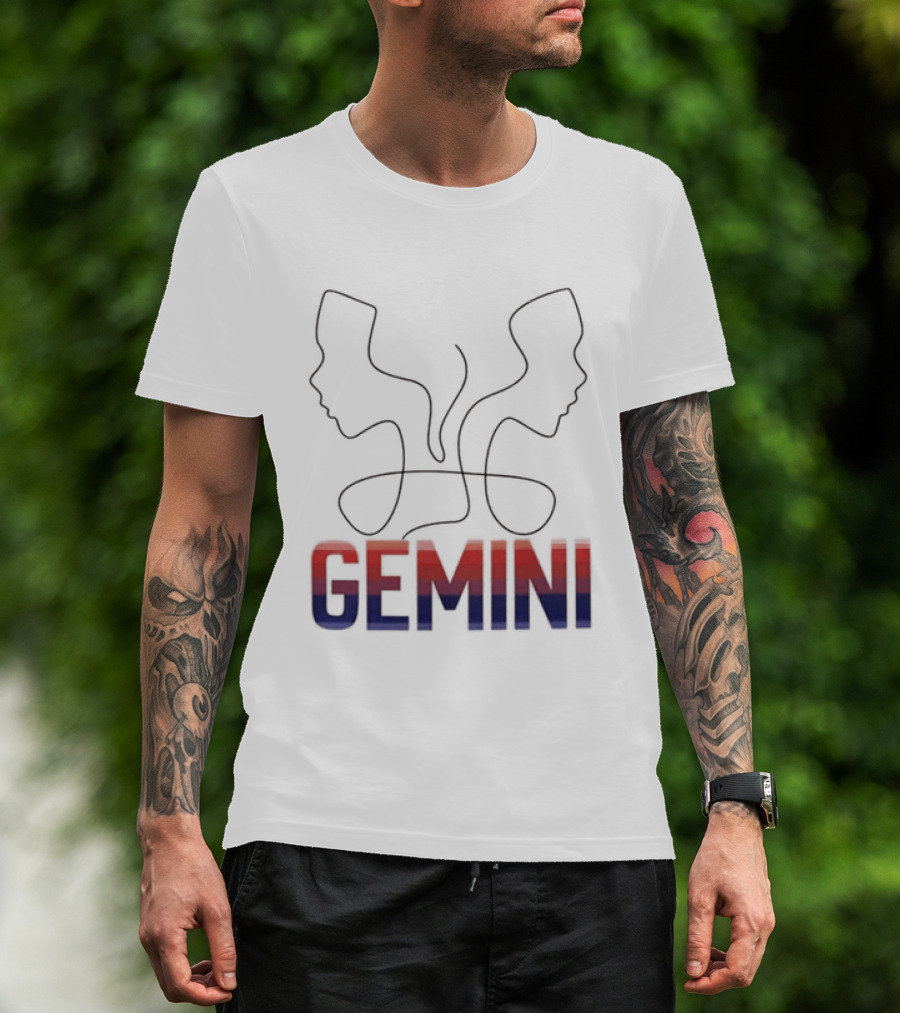 Gemini Zodiac Rainbow Outline LGBTQ Pride T-Shirt