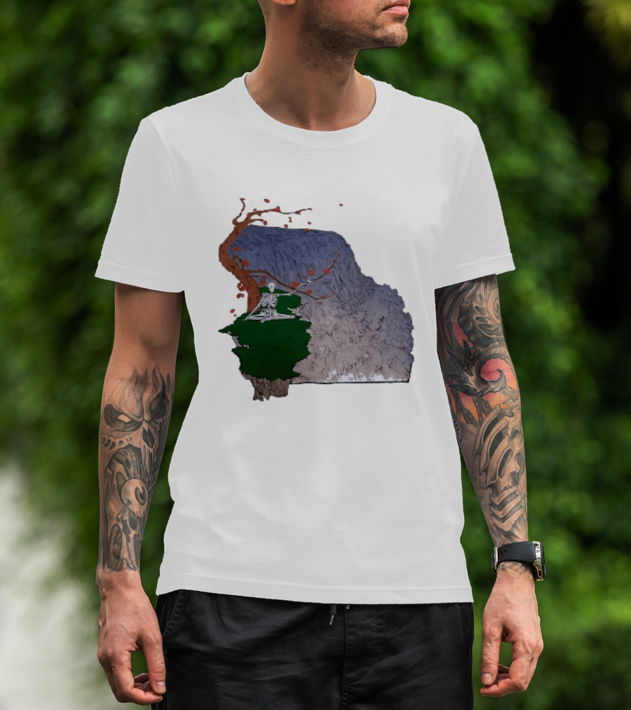 Grateful Dead Skeleton Meditating Under Flowering Tree T-Shirt