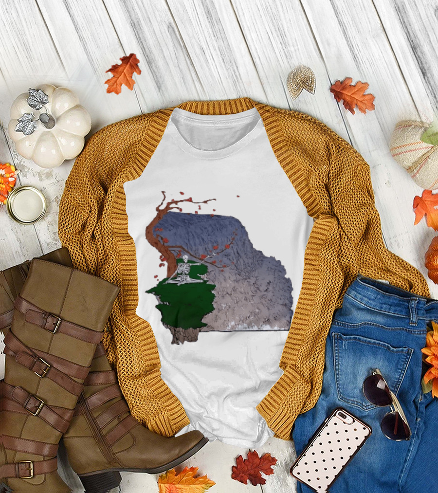 Grateful Dead Skeleton Meditating Under Flowering Tree T-Shirt