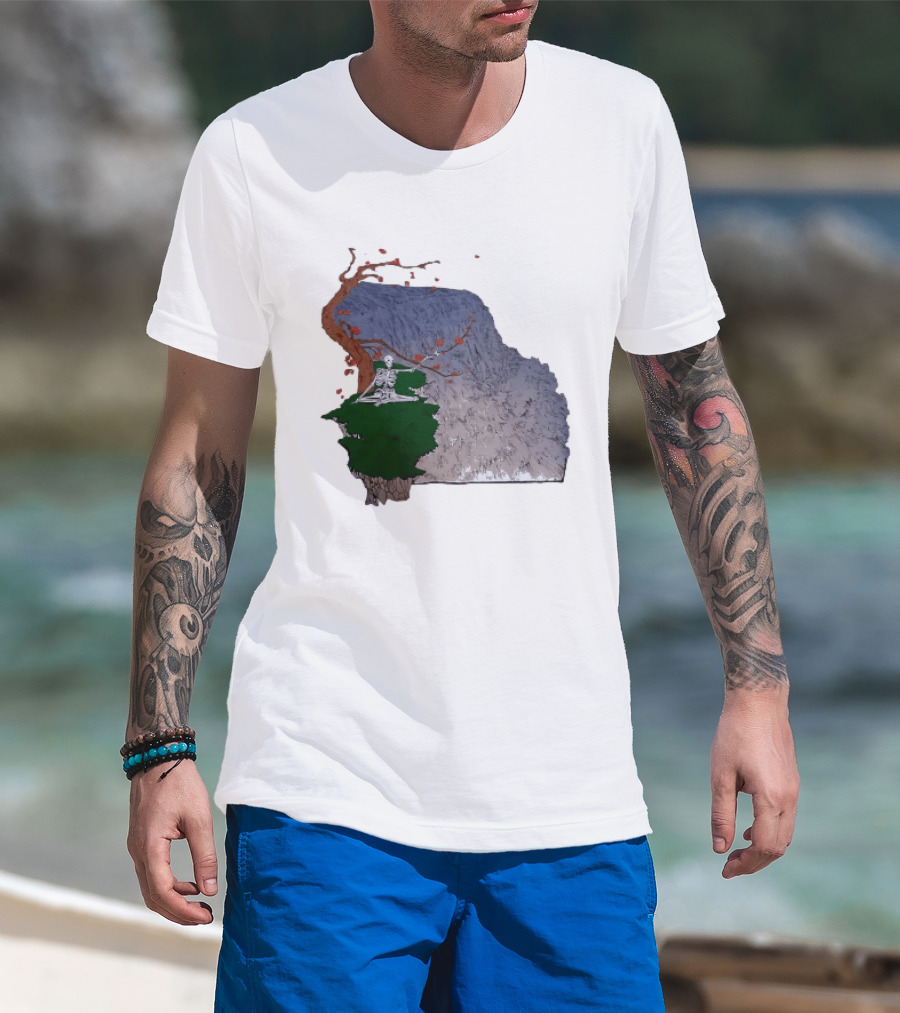 Grateful Dead Skeleton Meditating Under Flowering Tree T-Shirt