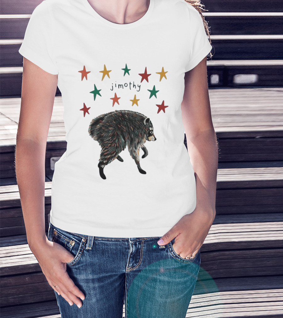 Jimothy Colorful Bear Stars Whimsical Animal T-Shirt