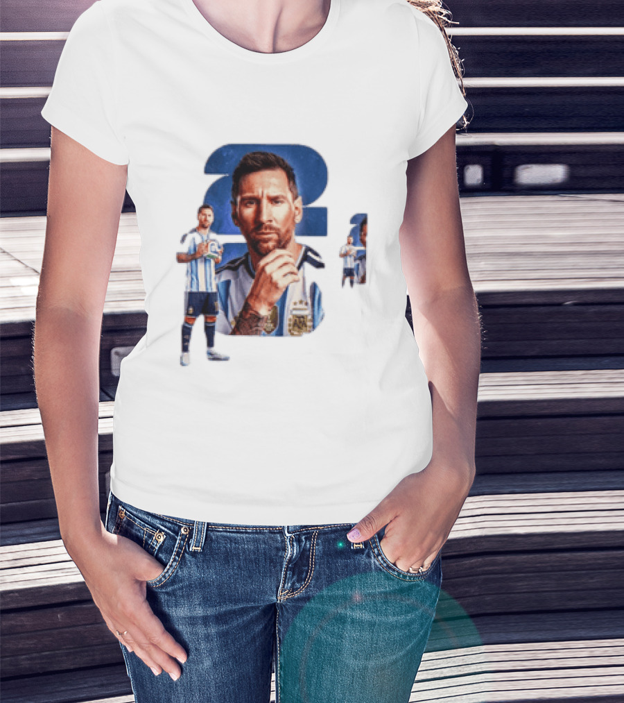 Lionel Messi Argentina Jersey 2023 FIFA World Cup Champion Collage T-Shirt