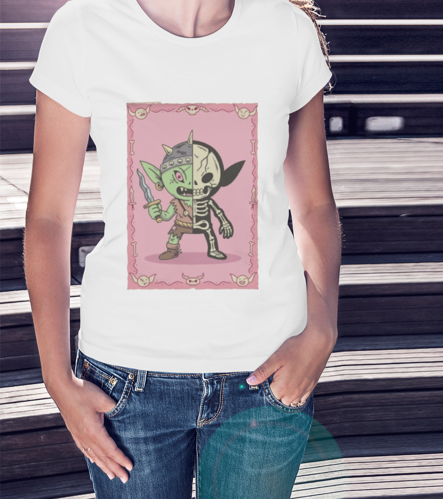 X Ray Goblin Skeleton Fantasy Creature With Dagger T-Shirt
