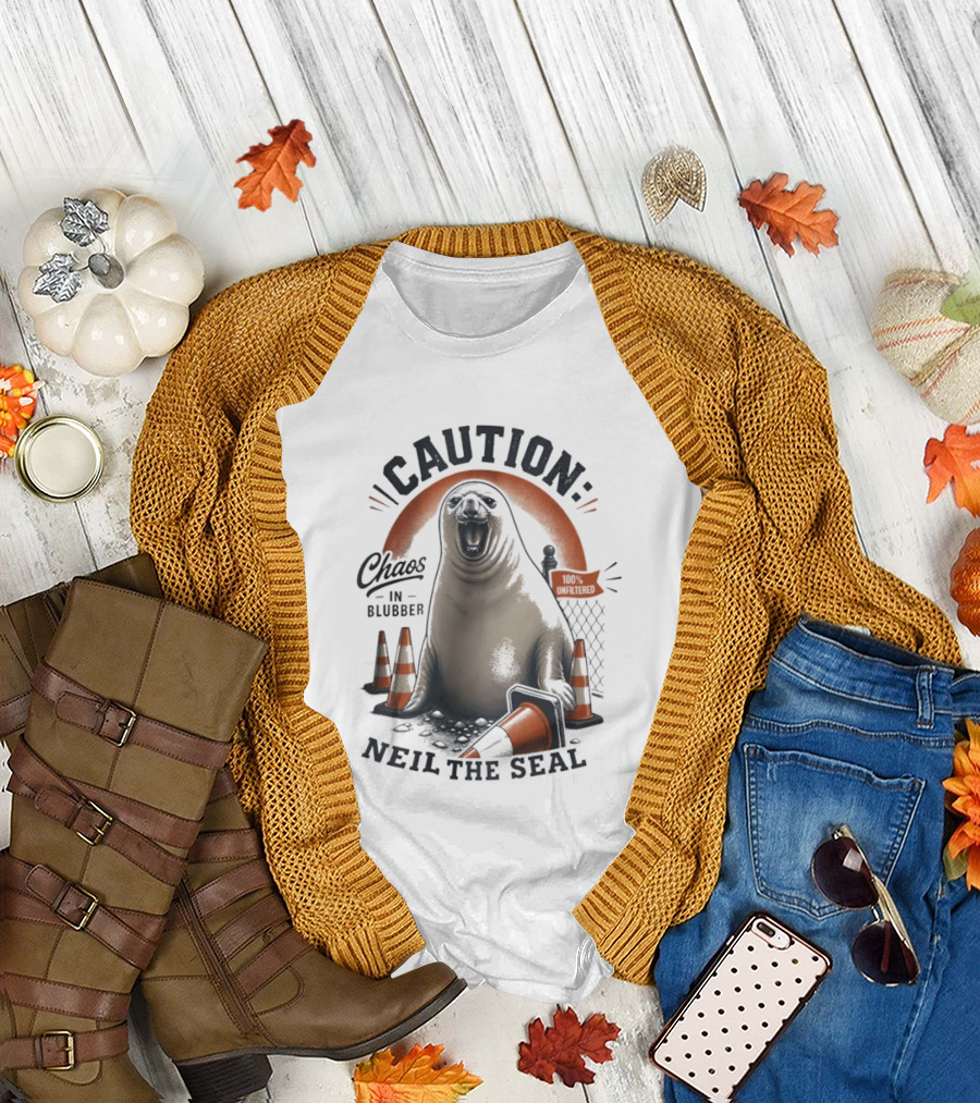 Caution Neil The Seal Chaos In Blubber With Traffic Cones T-Shirt