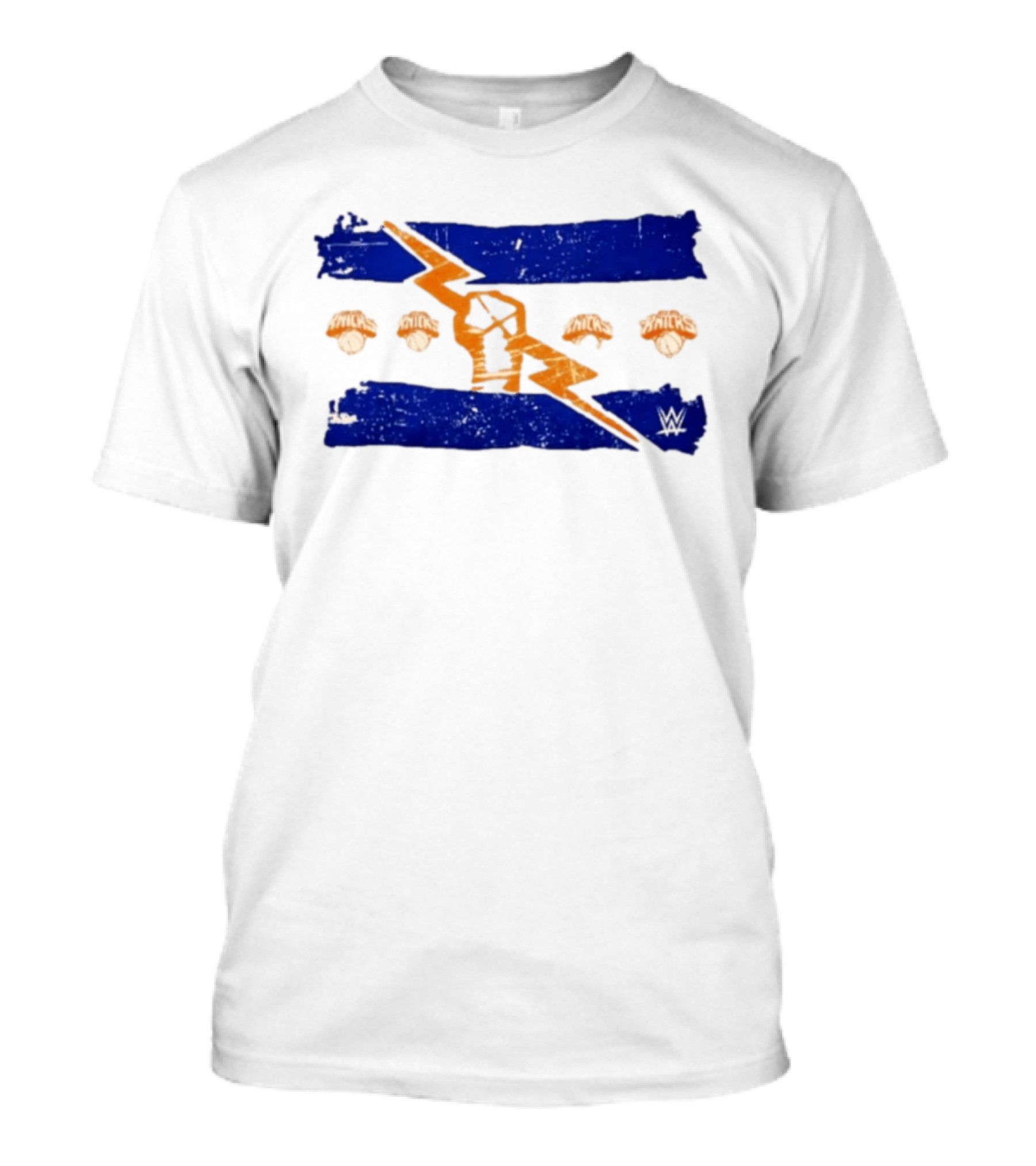 New York Knicks WWE Best In The World Distressed Blue Lightning Bolt Knicks Basketball T-Shirt