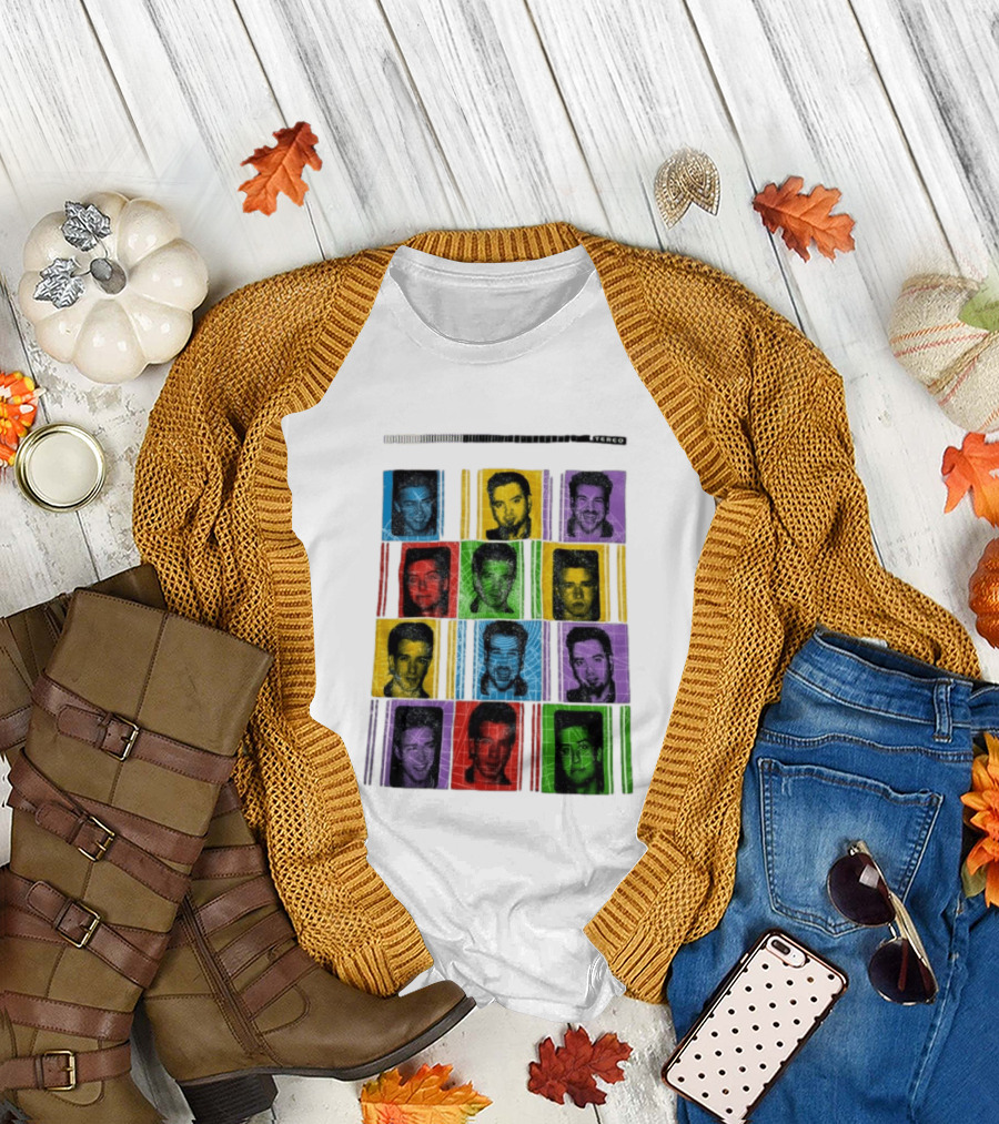 NSYNC Justin Timberlake JC Chasez Joey Fatone Lance Bass Chris Kirkpatrick Vibrant Portrait Grid Stereo Bars T-Shirt