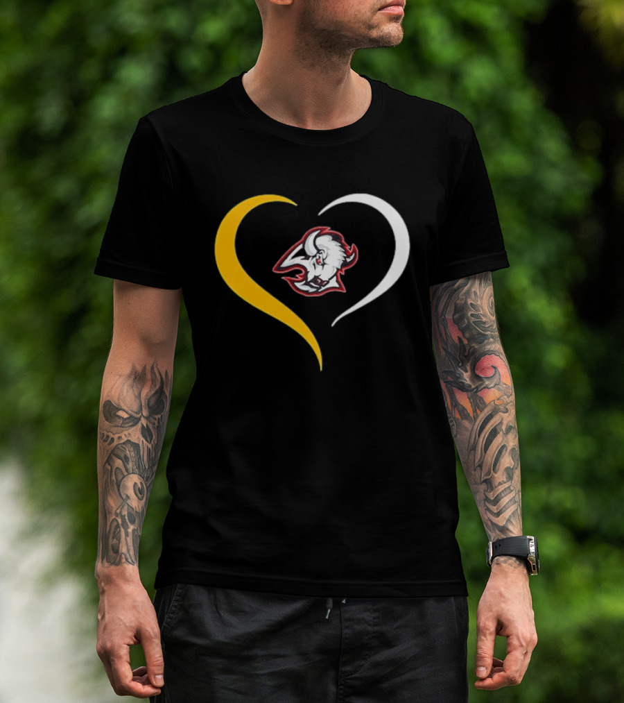 Buffalo Heart With Buffalo Head And Dual Heart T-Shirt