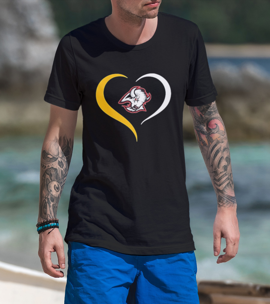 Buffalo Heart With Buffalo Head And Dual Heart T-Shirt
