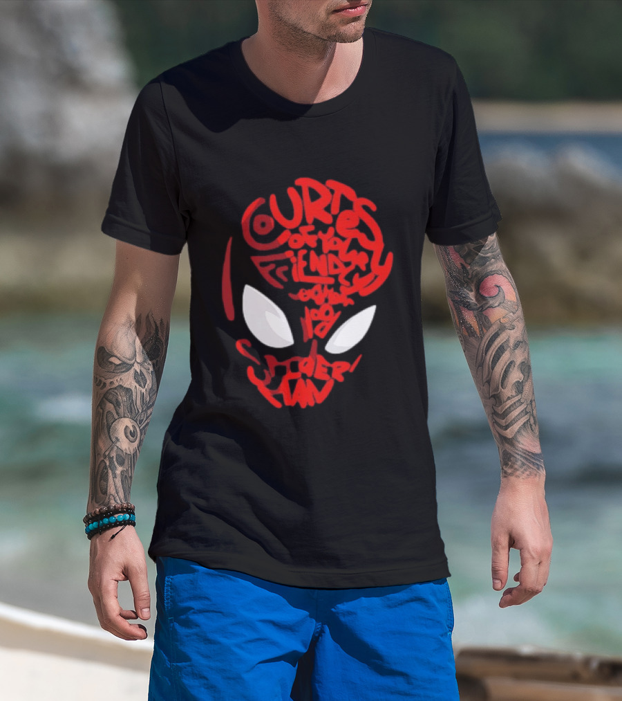 Courtesy Of Your Friendly Neighborhood Spider Man Face T-Shirt