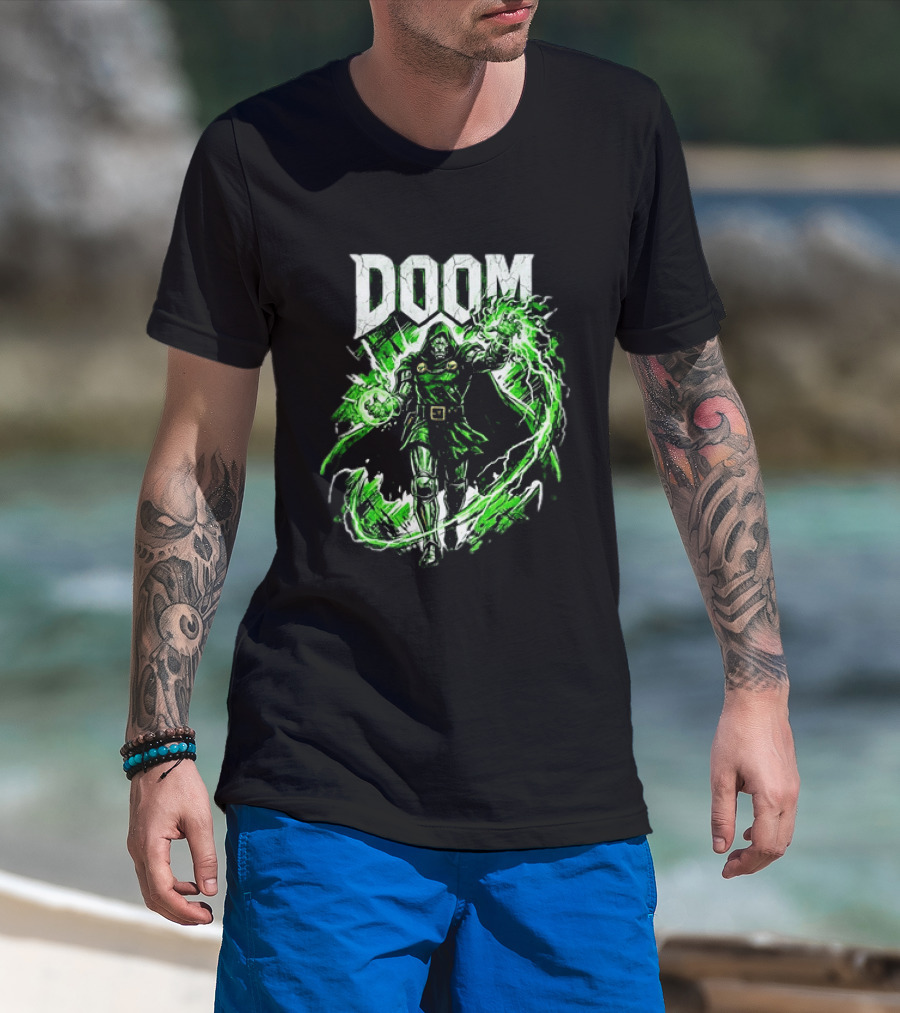 Doctor Doom Lightning Villain Power Display T-Shirt