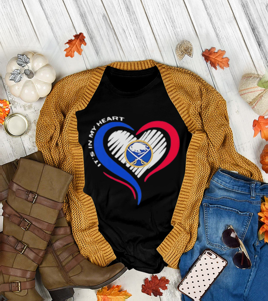 Buffalo Sabres It's in My Heart Blue and Red Heart Shape T-Shirt