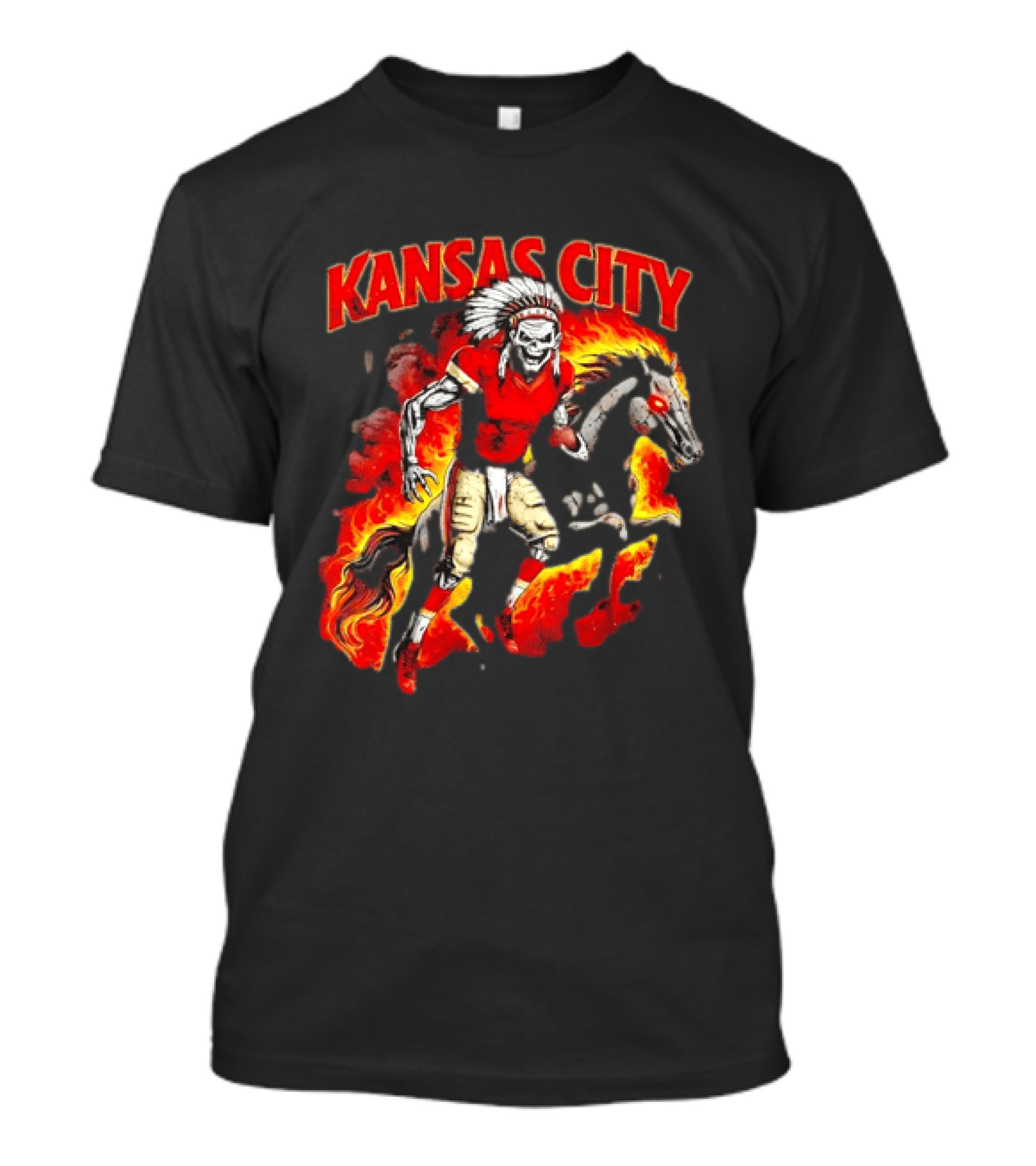 Kansas City Skeleton Player Riding Flaming Horse T-Shirt