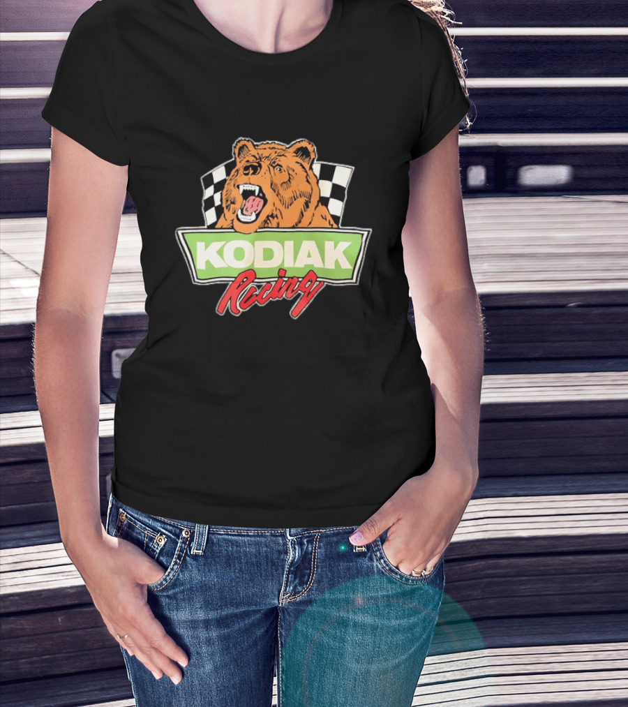 Kodiak Racing Bear Checkered Flag Motorsport T-Shirt