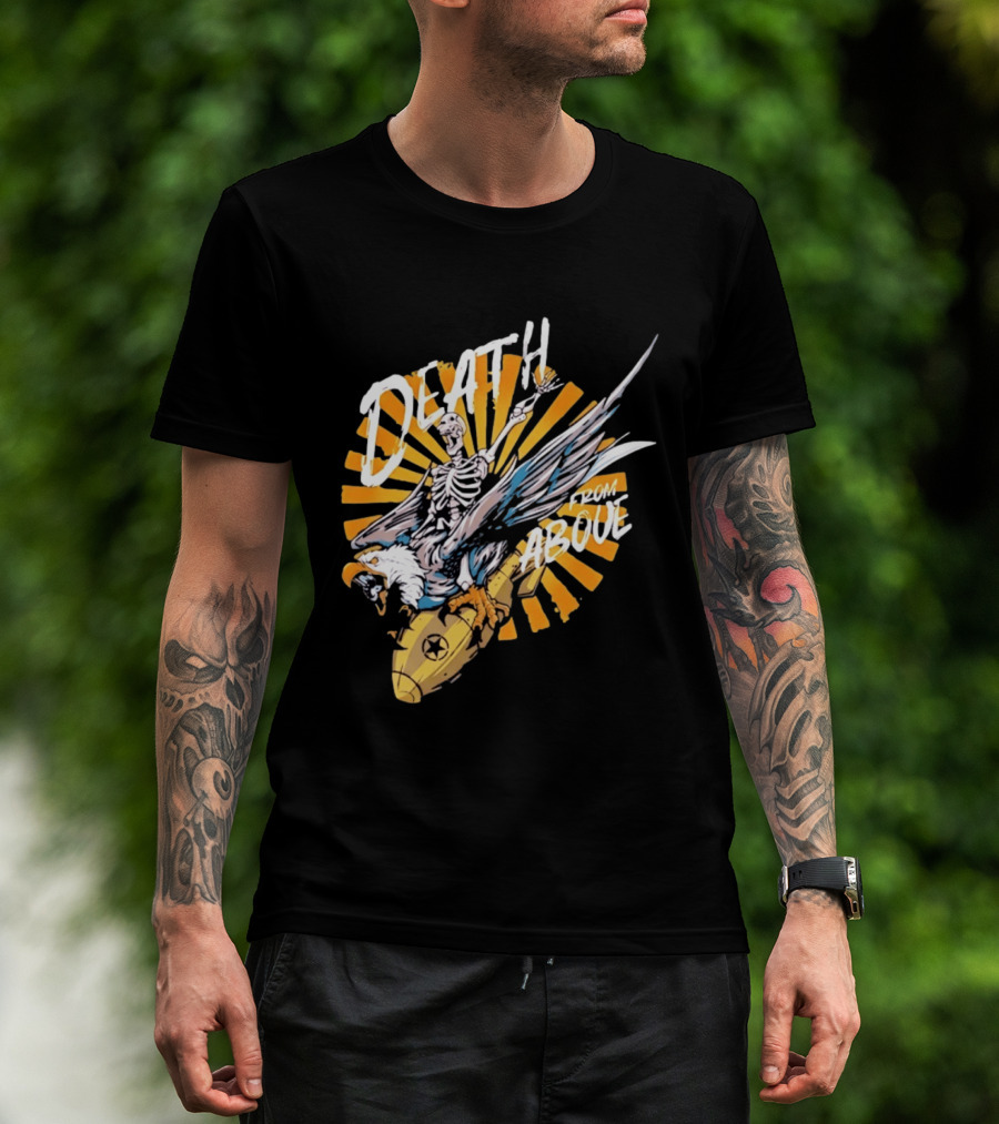 Skeleton Eagle Riding Bomb Death From Above T-Shirt