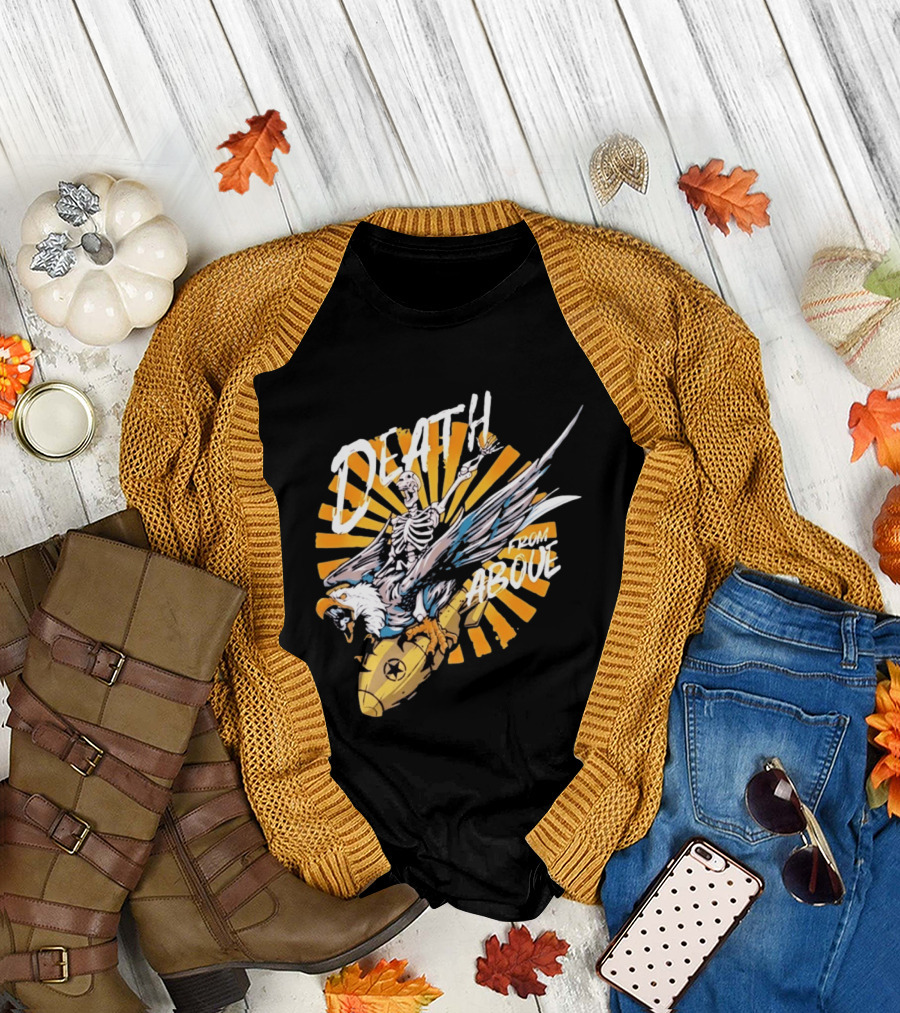 Skeleton Eagle Riding Bomb Death From Above T-Shirt