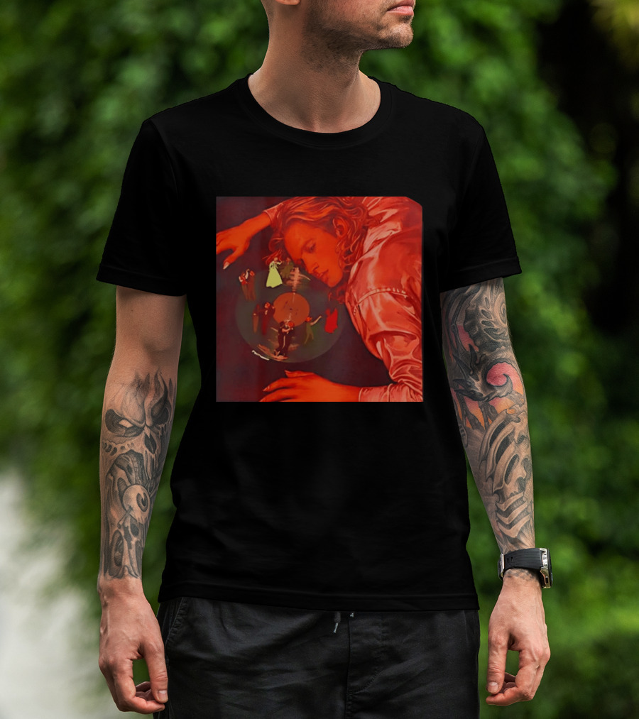 Vinyl Dreams Young Man Resting With Dancing Figures T-Shirt