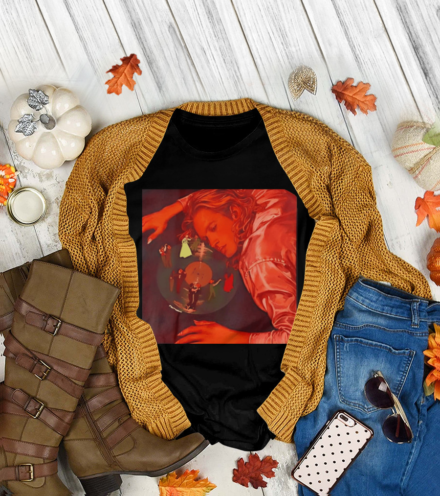 Vinyl Dreams Young Man Resting with Dancing Figures T-Shirt