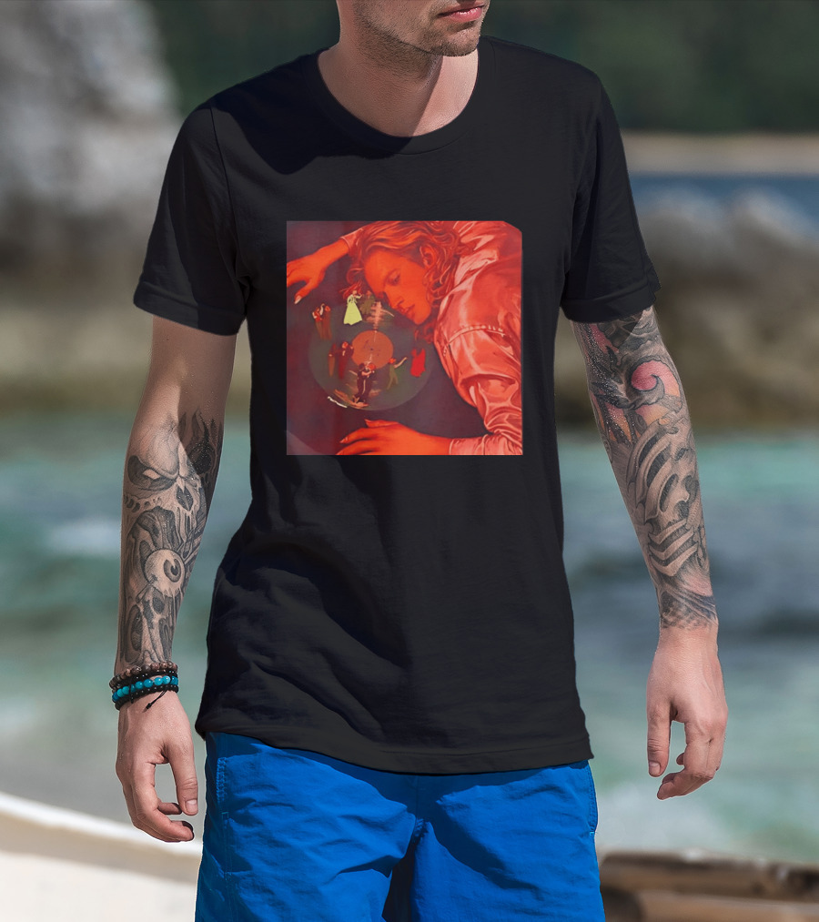 Vinyl Dreams Young Man Resting With Dancing Figures T-Shirt