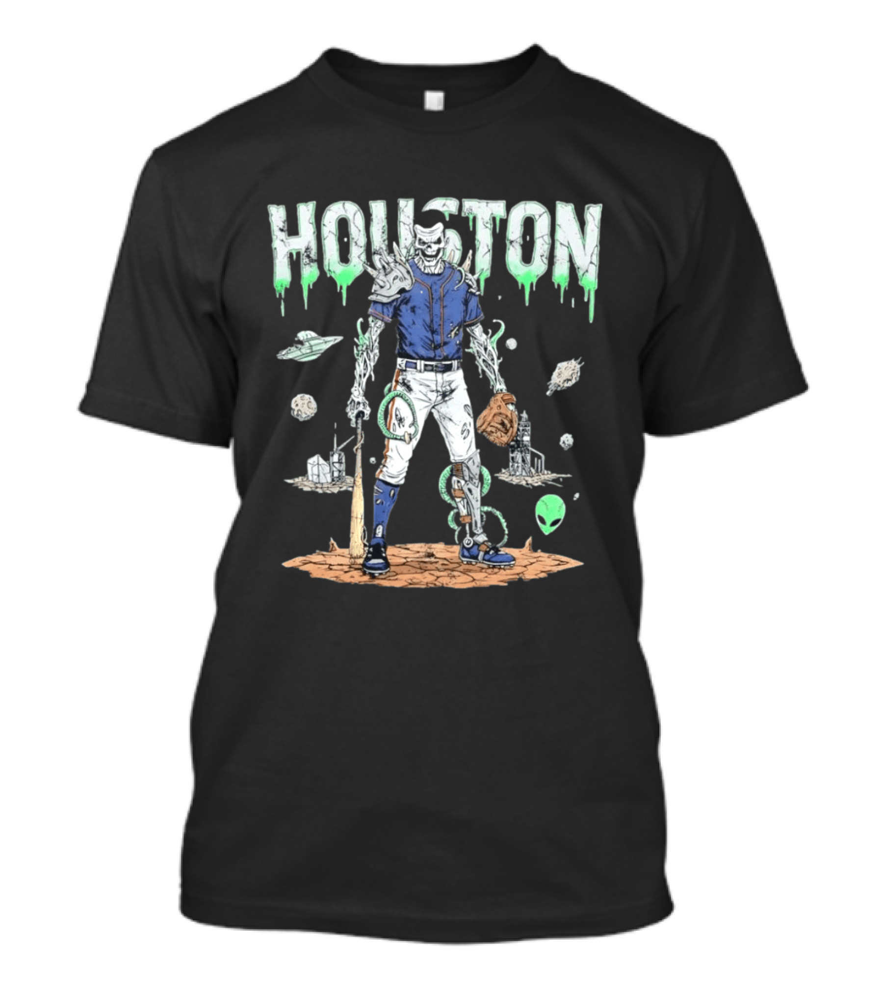 Houston Astros Space Zombie Baseball Player Alien T-Shirt