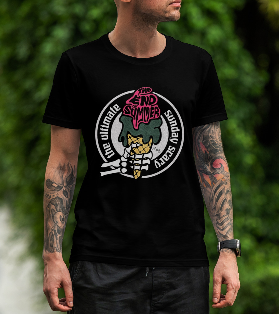 The Ultimate Sunday Scary The End Of Summer Skeleton Ice Cream T-Shirt