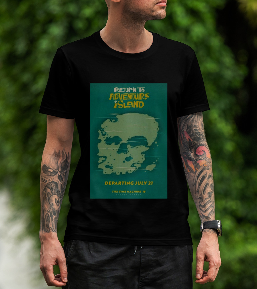 Return To Adventure Island Tiki Time Machine 18 Departing July 21 Hidden Harbor T-Shirt