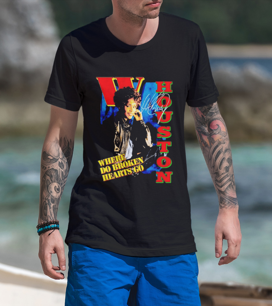 Whitney Houston Where Do Broken Hearts Go Signature T-Shirt
