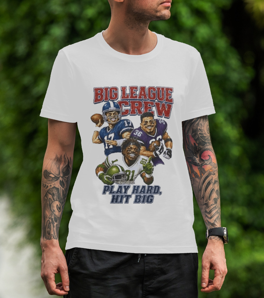 Big League Crew #17 Rocket #36 Bruiser #81 Flash Play Hard Hit Big Football Players T-Shirt