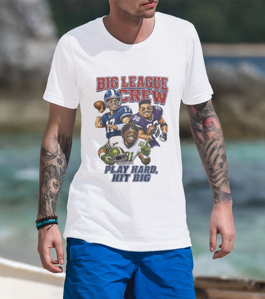Big League Crew #17 Rocket #36 Bruiser #81 Flash Play Hard Hit Big Football Players T-Shirt