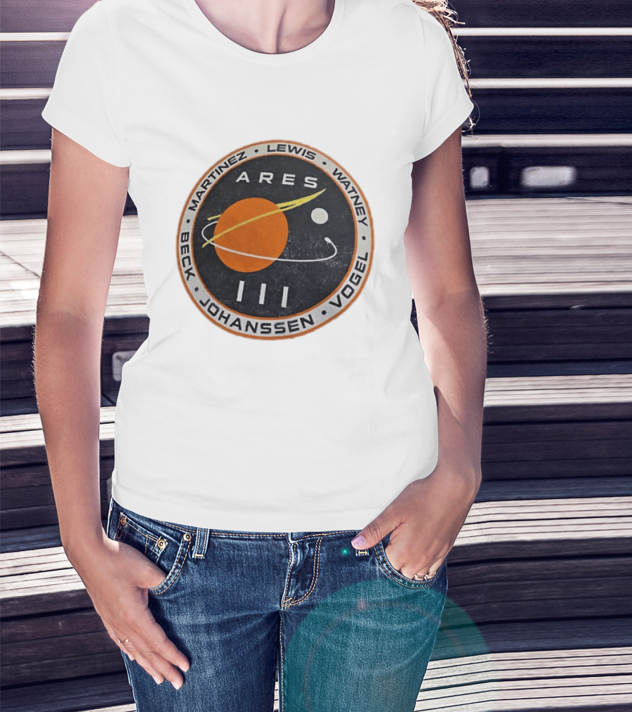 Ares III Mission Crew Patch Martinez Lewis Watney Beck Johanssen Vogel T-Shirt