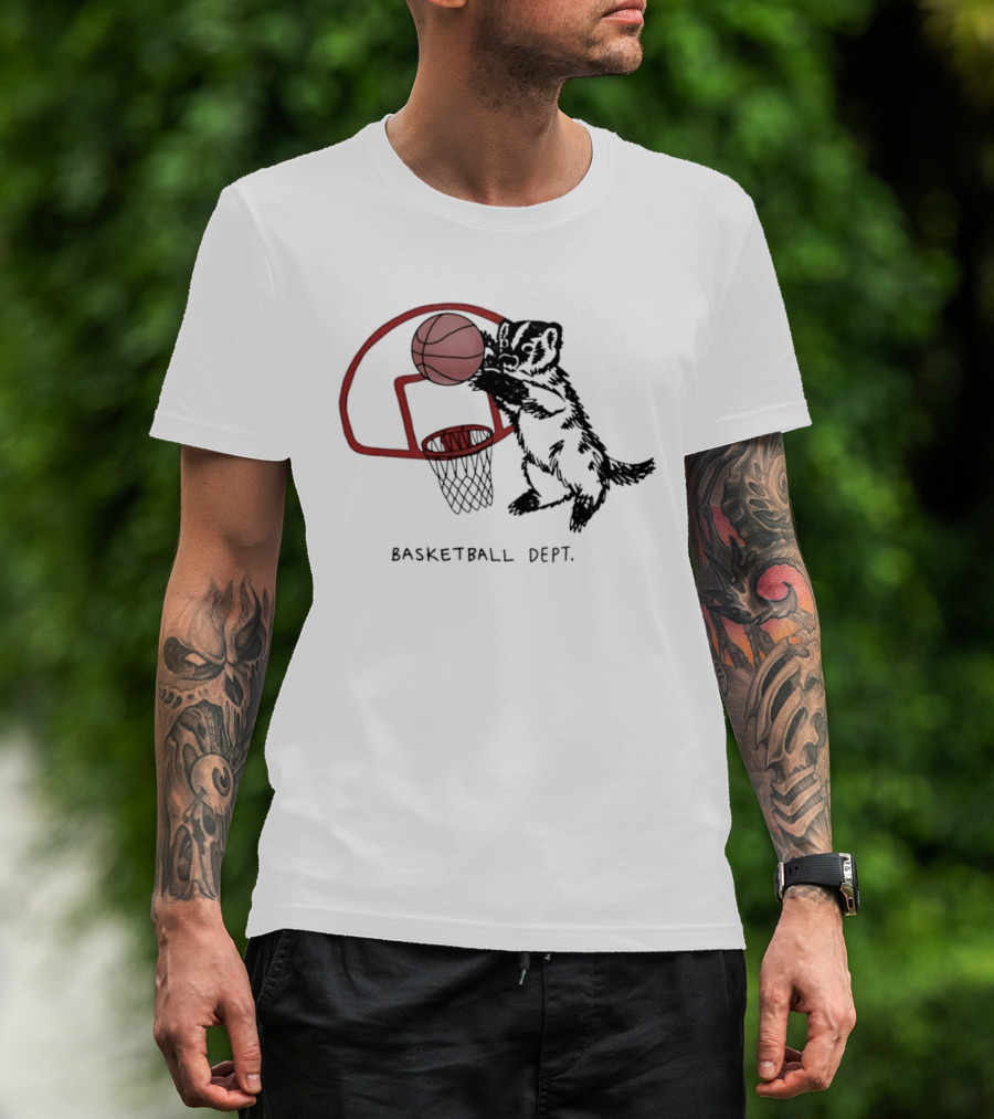 Basketball Dept Badger Dunking In Hoop T-Shirt