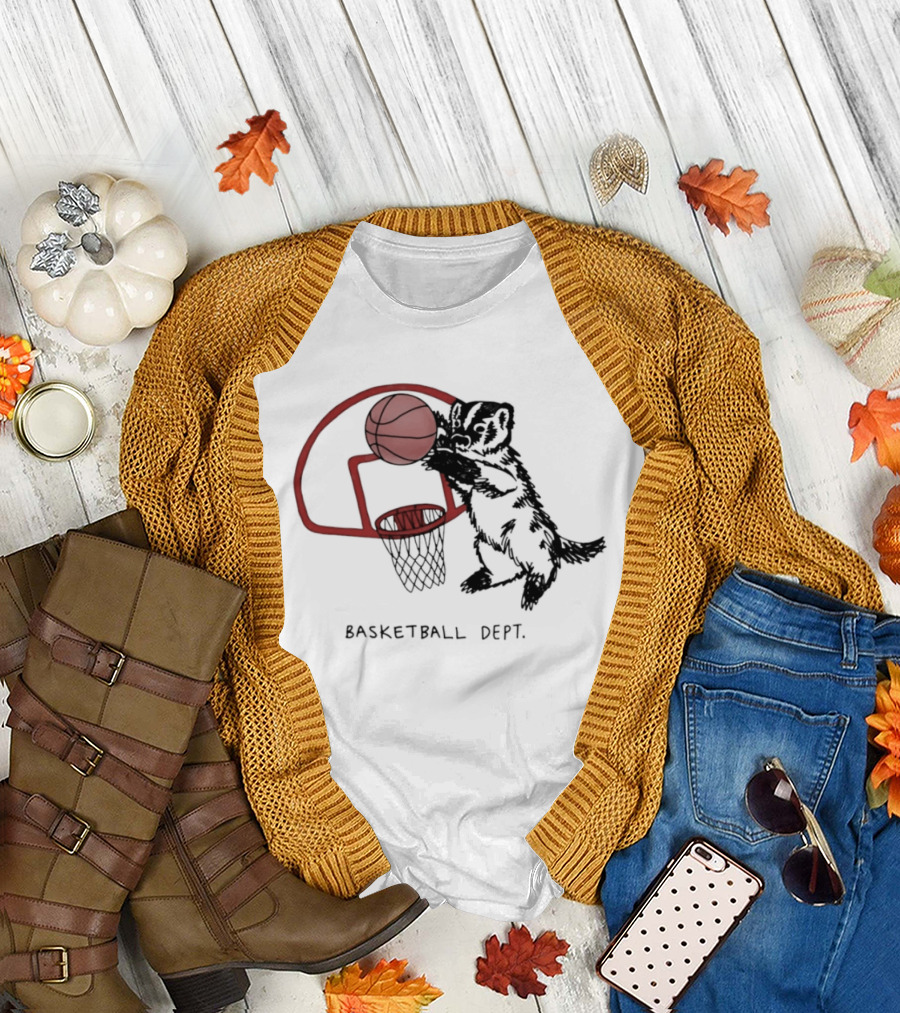 Basketball Dept Badger Dunking In Hoop T-Shirt