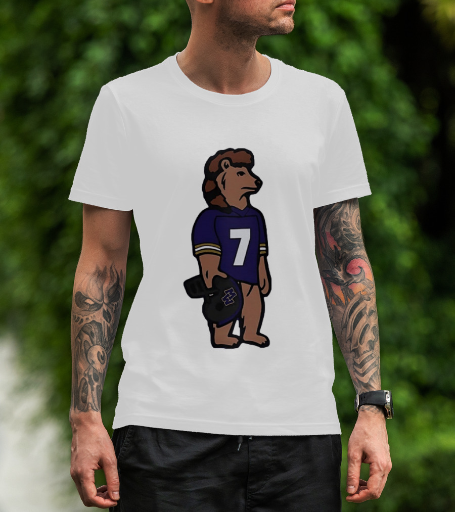 Baltimore Ravens Morgan Wallen Bear Number 7 Football Team Collaboration T-Shirt
