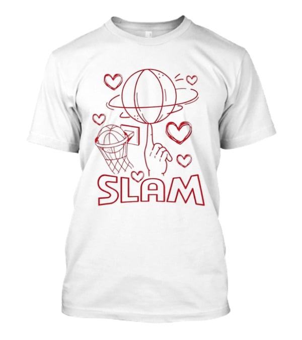 Slam Dunk Basketball With Hearts And Hoop T-Shirt