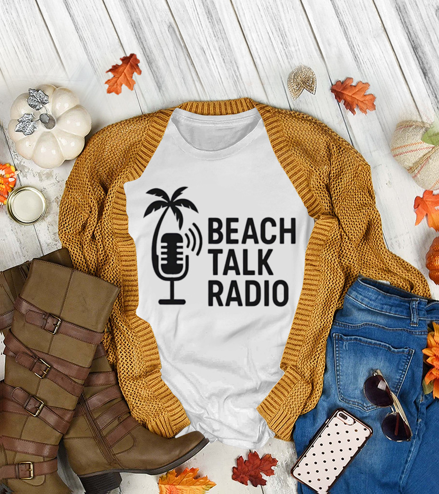 Beach Talk Radio Palm Tree Microphone T-Shirt