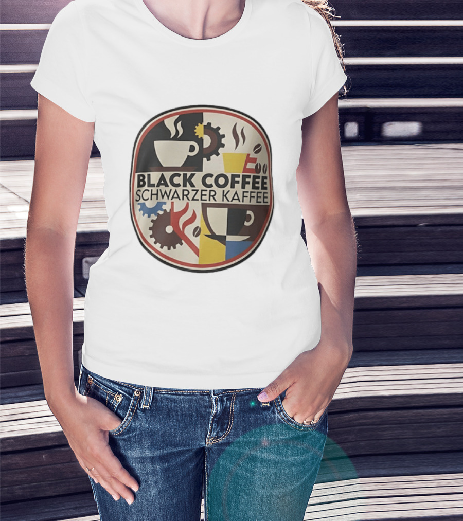 Black Coffee Schwarzer Kaffee Caffeine Cups Gears T-Shirt