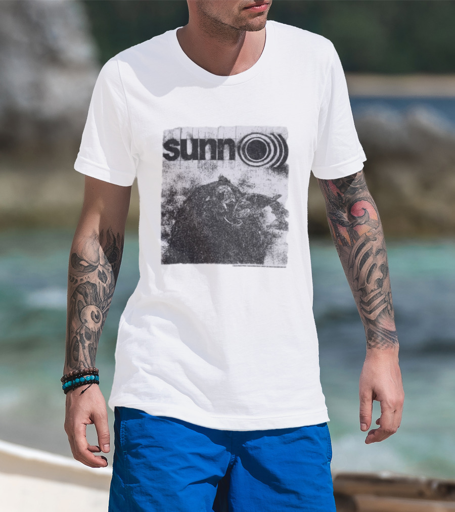 Sunn O))) Brain Dead Collaboration Black And White Distressed T-Shirt